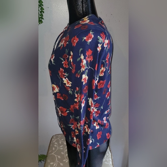 Land's End Blue and Red Floral Cardigan Sz.PM - Picture 5 of 7